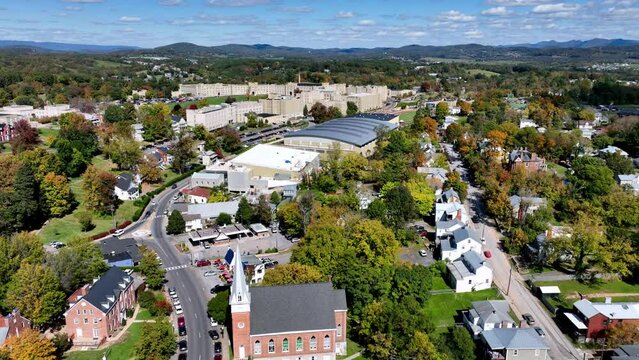 Aerial Fast Push Toward Washington And Lee University In Lexington Virginia