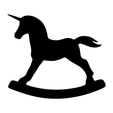 Silhouette of a swing for children. A horse. Unicorn