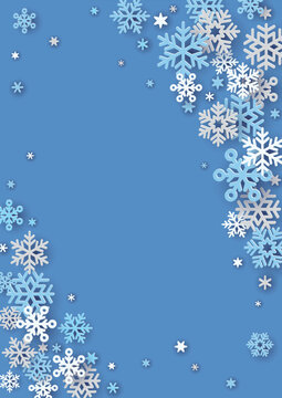 クリスマス　雪の結晶の背景　フレーム　青