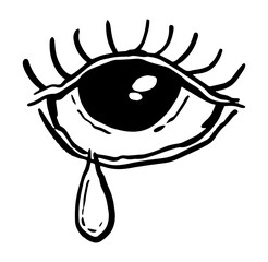 Eye tears hand drawn illustration vector. 