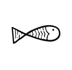 Fish doodle illustration vector. Hand drawn animal design.
