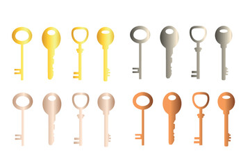 A set of metal keys. Vector illustration isolated on a white background.
