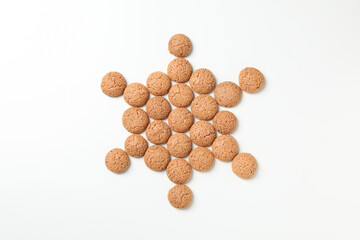 Concept of Dutch Christmas cookies, Pepernoten, top view