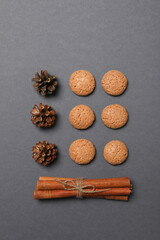 Concept of Dutch Christmas cookies, Pepernoten, top view