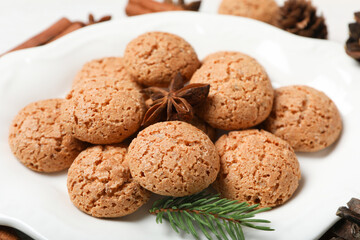 Concept of tasty Dutch Christmas cookies, Pepernoten