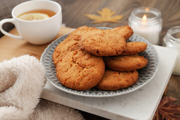 Concept of Hygge, warm and cozy composition