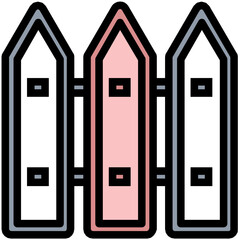 Fence Colored Line Icon