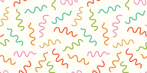 Abstract squiggle pattern background border. Fun modern border design of wavy lines in trendy colours.
