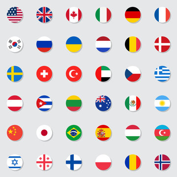World flag collection flat icon set
