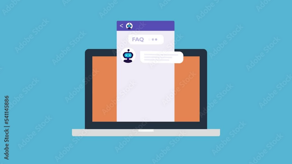 Aufkleber chatbot answering to customer query, ai assistant service, chatbot faq, man chatting with robot conc