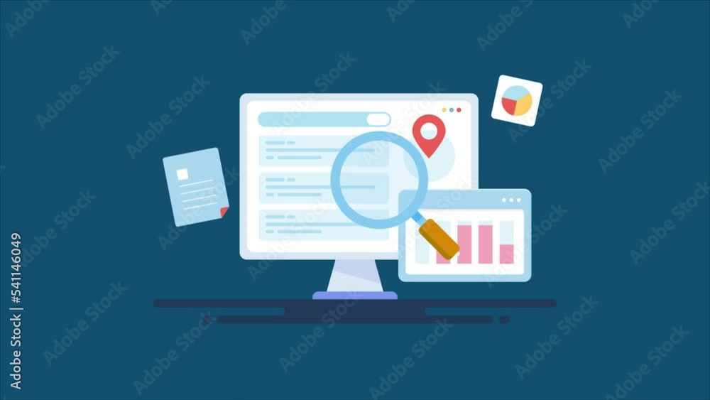 Wall mural digital marketing analytics and seo report on computer screen, web traffic data monitoring concept.