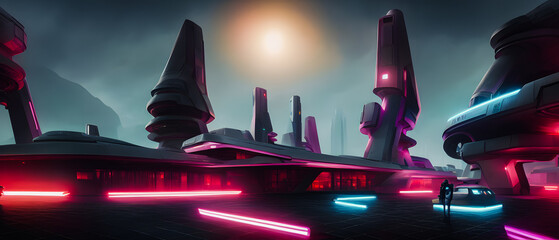 Artistic concept painting painting of a smart and innovation city, background illustration.