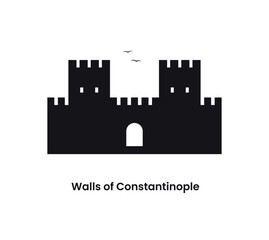 Istanbul Turkey concept. Silhouette of the walls of Constantinople. Vector illustration isolated on a white background.Istanbul Turkey concept. Silhouette of the walls of Constantinople. Vector