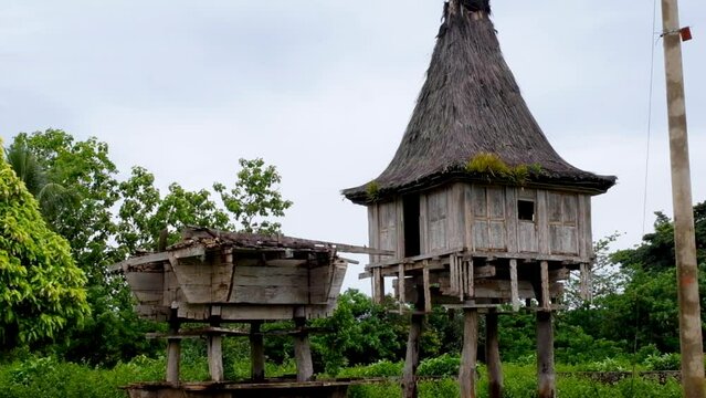 Timorese traditional cultural Uma Lulik sacred houses with thatched roof in remote Lospalos, Lautem in Timor Leste, Southeast Asia