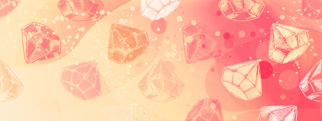 The background is horizontal with diamonds in soothing pink orange tones. Vector illustration for text, banners, wallpapers, background, sales, discounts, promotions, etc.