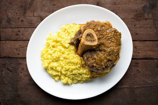Milanese risotto with saffron and braised veal