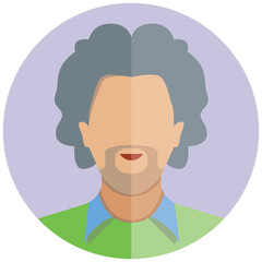 man avatar in circle button illustration