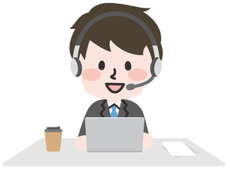 通話をするスーツの男性会社員