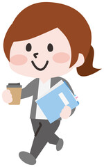 歩くスーツの女性会社員