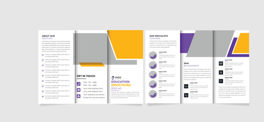 School admission tri fold brochure template . tri-fold school profile. Creative shape business, school admission brochure 