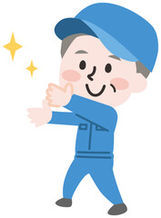 手からキラキラ出してる作業員