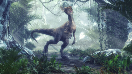 Velociraptor in the forest.