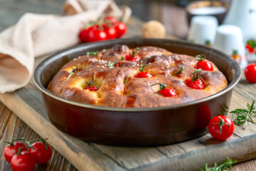 Traditional Italian focaccia.