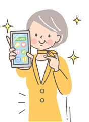 スマホのアプリでダイエットに成功したシニア女性