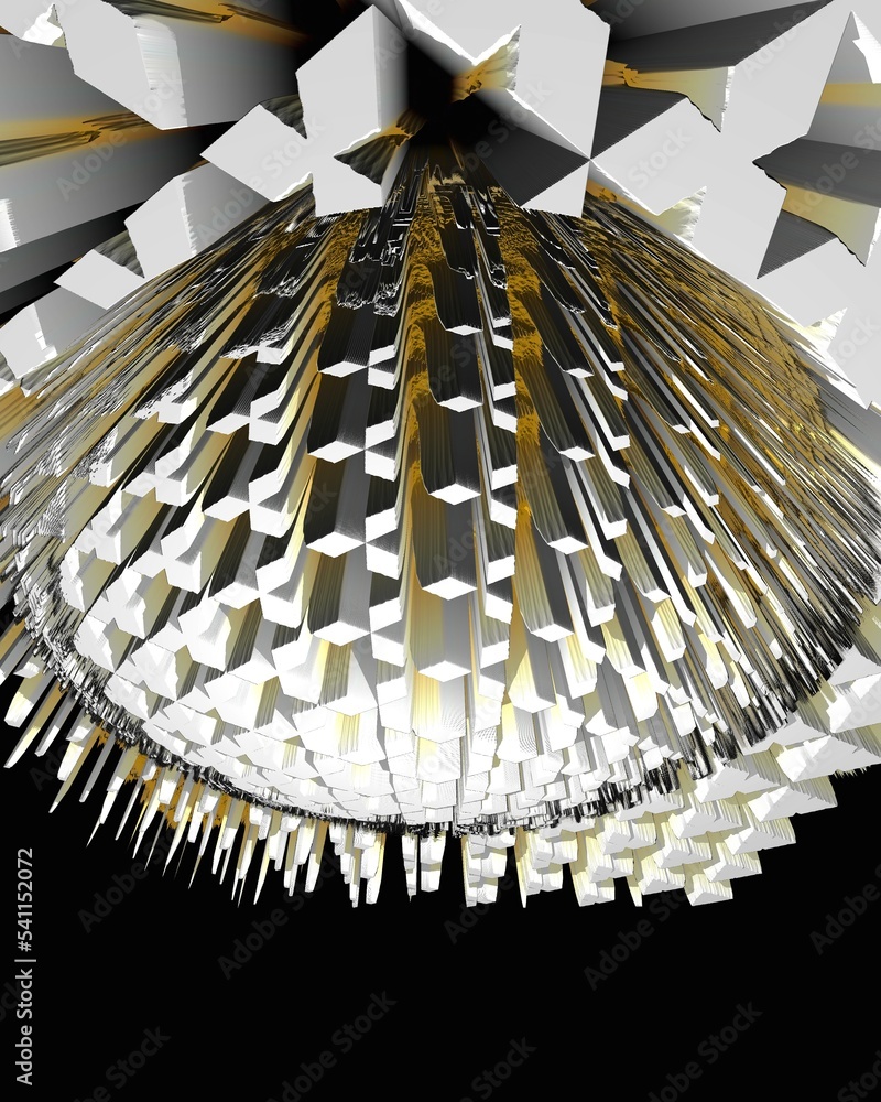 Poster pattern and design inspired by yellow gold sphere 3d exploding surface mosaic tile arrangement