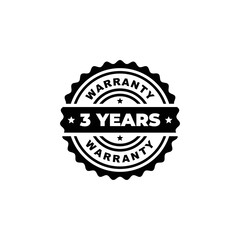 Three years warranty stamp label vector