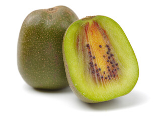Red kiwi fruit, China, on white background 