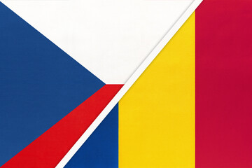 Czech Republic and Romania, symbol of country. Czechia vs Romanian national flags.