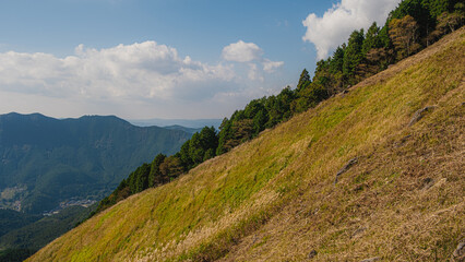 view from the top of the mountain in Japan