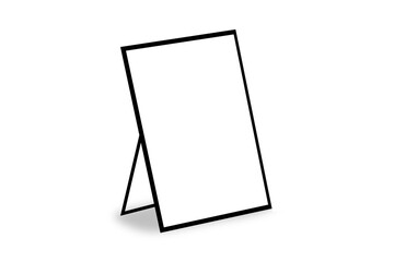 Empty blank photo frame with stand mockup isolated on white background. 3d rendering.