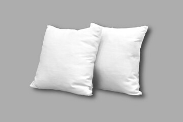 Empty blank Two white pillows isolated on a background, two pillows stacked mockup. 3d rendering.