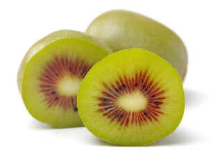 Red kiwi fruit, China, on white background 