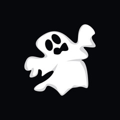 Ghost Logo Design, Halloween Icon, Halloween Costume Illustration, Celebration Banner Template