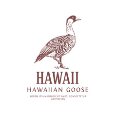 Hawaiian Goose. Goose Bird Vector Logo