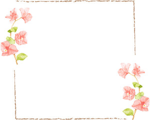 watercolor minimal Bougainvillea flower wreath frame