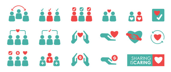 sharing is caring icon Silhouette, Included icons such as kind, care, help, share, good, support, and more.