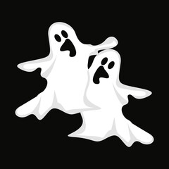 Ghost Logo Design, Halloween Icon, Halloween Costume Illustration, Celebration Banner Template