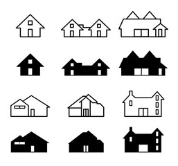 Vector Illustration Set of real estate and homes icons. Home And Other Synonyms Residental, Architecture And Monitor