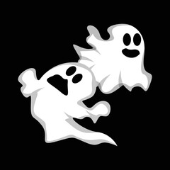 Ghost Logo Design, Halloween Icon, Halloween Costume Illustration, Celebration Banner Template
