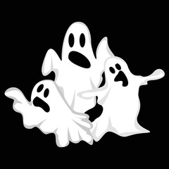 Ghost Logo Design, Halloween Icon, Halloween Costume Illustration, Celebration Banner Template