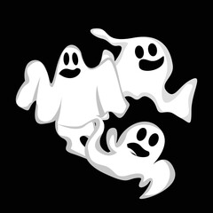 Ghost Logo Design, Halloween Icon, Halloween Costume Illustration, Celebration Banner Template