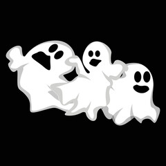 Ghost Logo Design, Halloween Icon, Halloween Costume Illustration, Celebration Banner Template