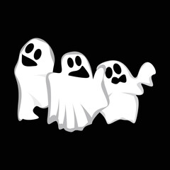 Ghost Logo Design, Halloween Icon, Halloween Costume Illustration, Celebration Banner Template