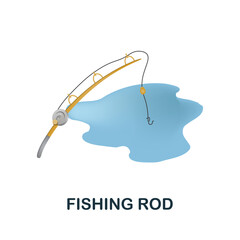 Fishing Rod icon. 3d illustration from fishing collection. Creative Fishing Rod 3d icon for web design, templates, infographics and more