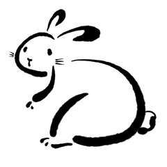 2023年卯年の筆文字・墨絵年賀状イラスト素材