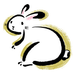 2023年卯年の筆文字・墨絵年賀状イラスト素材